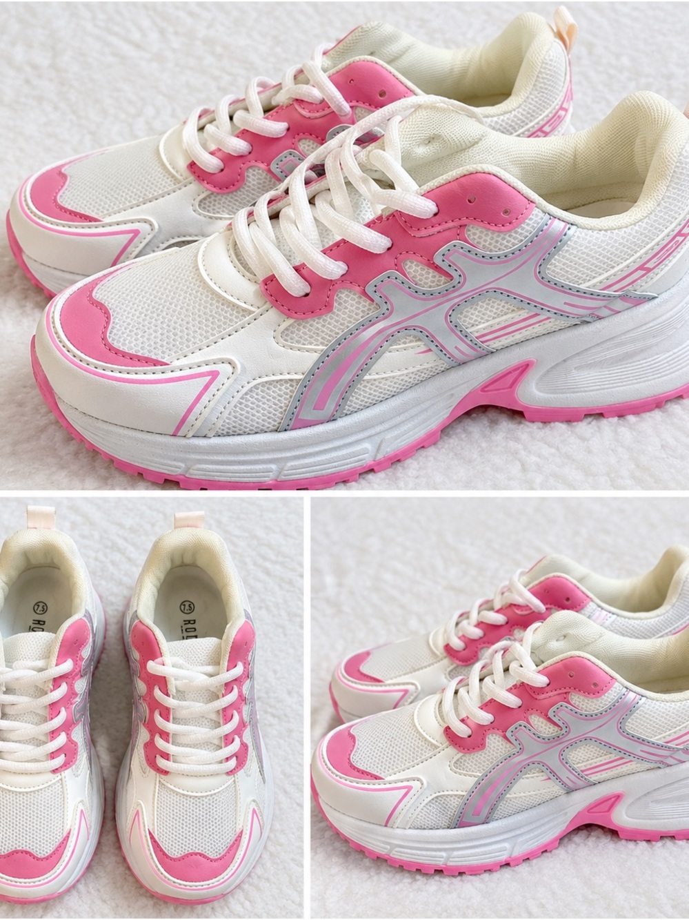 Rouge Helium White and Pink Women's Athletic Sneakers